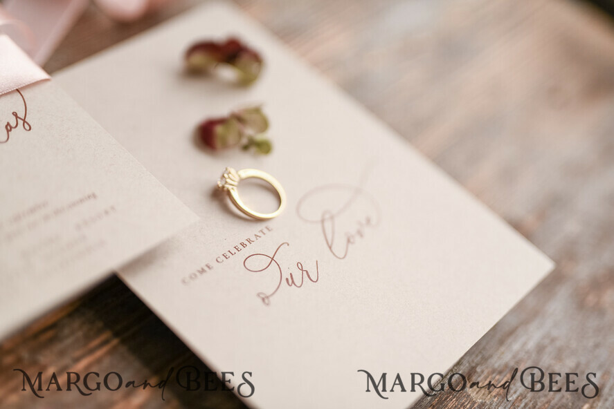 HOCHZEITS EINLADUNGEN blumig / Boho / Aquarell Hochzeitseinladungset elegant mit kalligraphischem Druck floralen pastellpfirsich