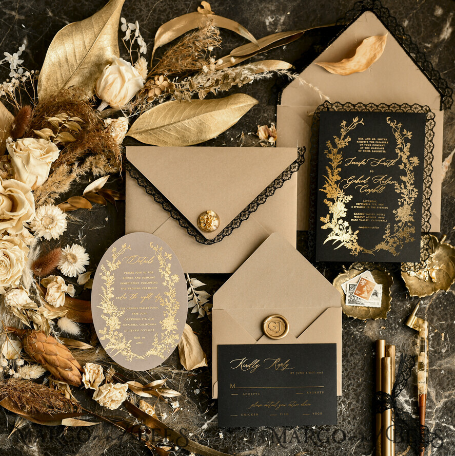 HOCHZEITS EINLADUNGEN vintage Spitze / rustikale Spitze Personalisierte Einladungen zur Goldenen Hochzeit Vintage Spitze Einladungen Elfenbein