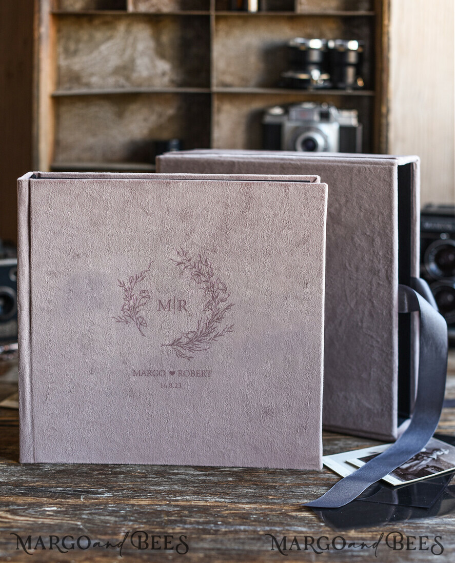FOTOALBUM/ FOTOBOX Polaroid-Fotoalbum mit Schreibfläche Hochzeits-Velours-Fotoalbum mit Veloursbox