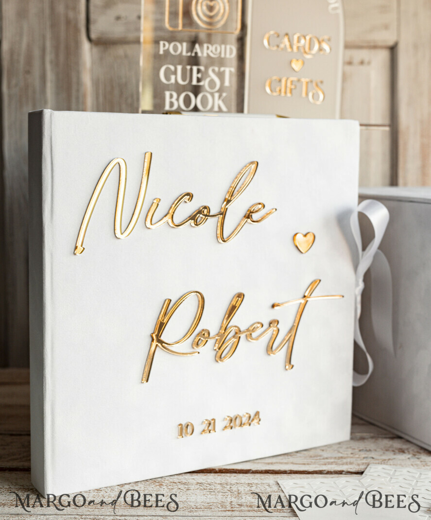 FOTOALBUM/ FOTOBOX Polaroid-Fotoalbum mit Schreibfläche Samt Polaroid-Fotoalbum mit Schreibfläche, Hochzeitsalbum Samt mit Spiegel-Goldschriftzug, personalisiertes Foto-Gästebuch, Instax-Hochzeitsbuch, Fotoautomaten-Album