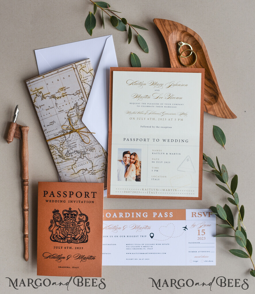 HOCHZEITS EINLADUNGEN Pass zur Liebe / Strandhochzeits-Einladungen Terrakotta Reisepass Hochzeits Einladung, Hochzeitskarten Bordkarte, Reisepass Hochzeits Einladungen im Ausland, Zielhochzeit Einladungen, Reisekarten Hochzeitsstationery.