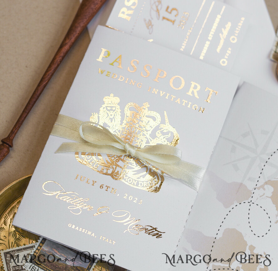 HOCHZEITS EINLADUNGEN Pass zur Liebe / Strandhochzeits-Einladungen Weißgoldene Reisepass-Hochzeitskarte, goldene Flugzeug-Hochzeitskarten Boarding Pass, Reise-Reisepass-Hochzeitskarten im Ausland, Hochzeitskarten für Zielorte, Reise-Karten-Hochzeitsstationery