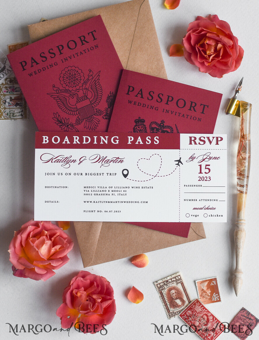 HOCHZEITS EINLADUNGEN Pass zur Liebe / Strandhochzeits-Einladungen Schöne Hochzeitseinladungen, Destination Elopement Papeterie, Pass wedding invitations
