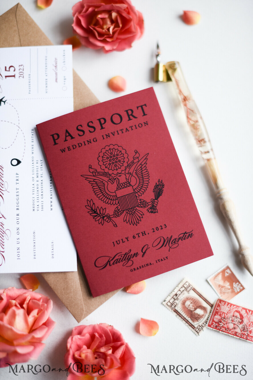 HOCHZEITS EINLADUNGEN Pass zur Liebe / Strandhochzeits-Einladungen Schöne Hochzeitseinladungen, Destination Elopement Papeterie, Pass wedding invitations