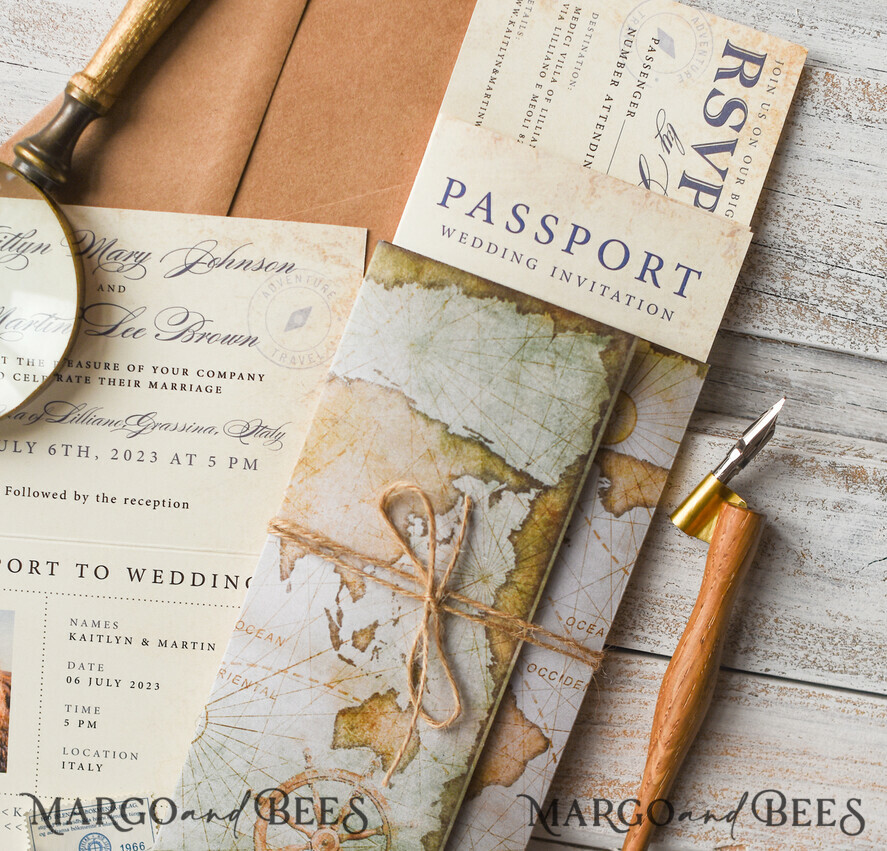 HOCHZEITS EINLADUNGEN Pass zur Liebe / Strandhochzeits-Einladungen Luxus Pass Hochzeitseinladung, rustikale Bordkarte, Pass Hochzeitseinladungen im Ausland, Destination Hochzeitseinladungen, Reisekarten Hochzeitsstationery