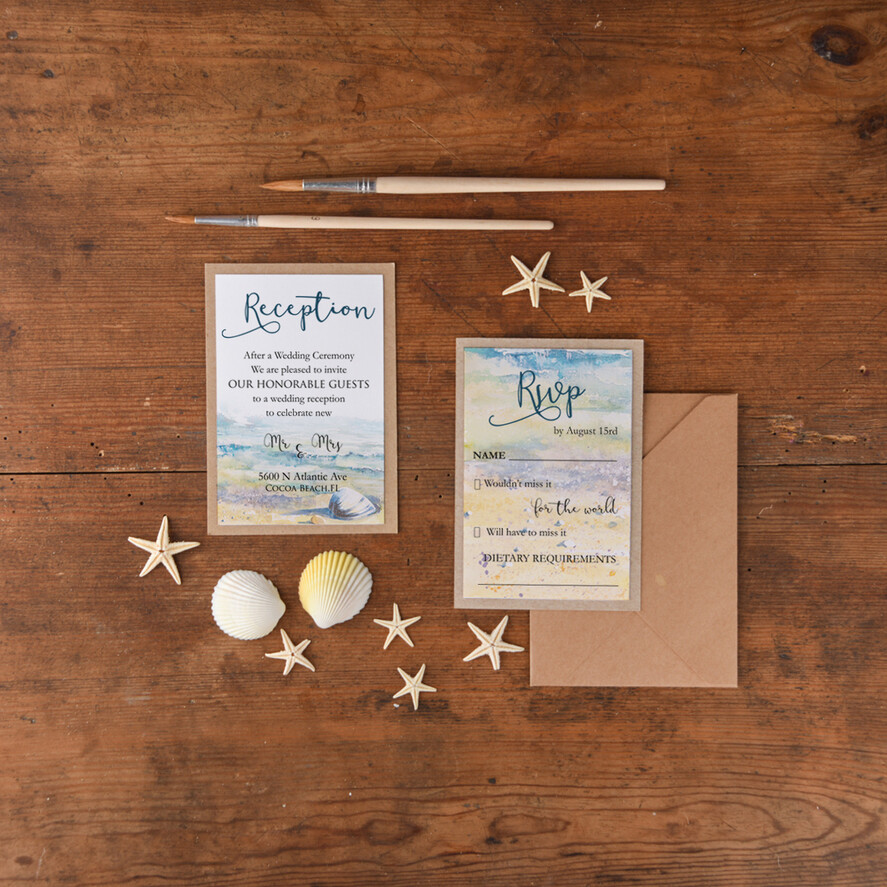 HOCHZEITS EINLADUNGEN Pass zur Liebe / Strandhochzeits-Einladungen einzigartige Hochzeitsstationery, Kraftpapier
