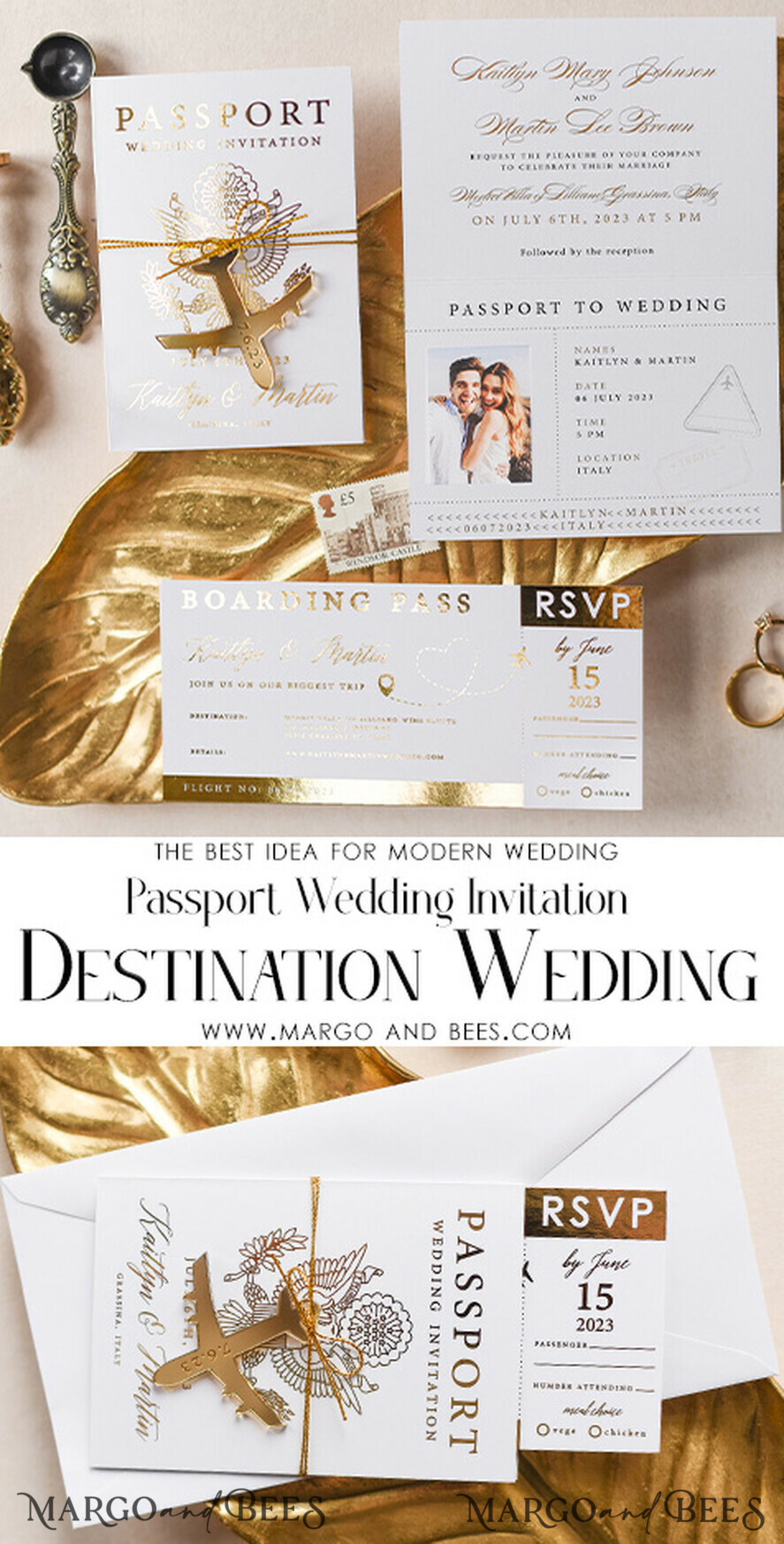 HOCHZEITS EINLADUNGEN Pass zur Liebe / Strandhochzeits-Einladungen Weißgoldene Pass-Einladung zur Hochzeit, goldene Flugzeug-Hochzeitseinladungen Boarding Pass, Reisepass-Hochzeitseinladungen im Ausland, Einladungen zur Hochzeitsreise, Reiskarten-Hochzeitsstationery