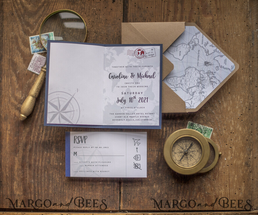 HOCHZEITS EINLADUNGEN Pass zur Liebe / Strandhochzeits-Einladungen Passausweis Hochzeitskarten-Set Reise Hochzeits-Einladungen Flugticket Hochzeitskarten