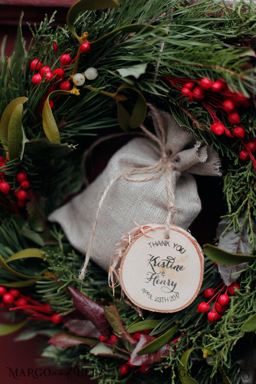 HOCHZEITSGESCHENKE Shabby Chic Leinen Geschenkbeutel Hochzeitsdanksagungs-Geschenke, ländlich schicke Taschen