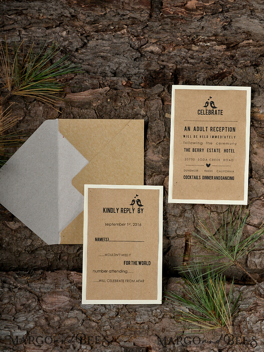 HOCHZEITS EINLADUNGEN Wald / Berge / Waldlandschaft Thema rustikale Holzbriefpapier