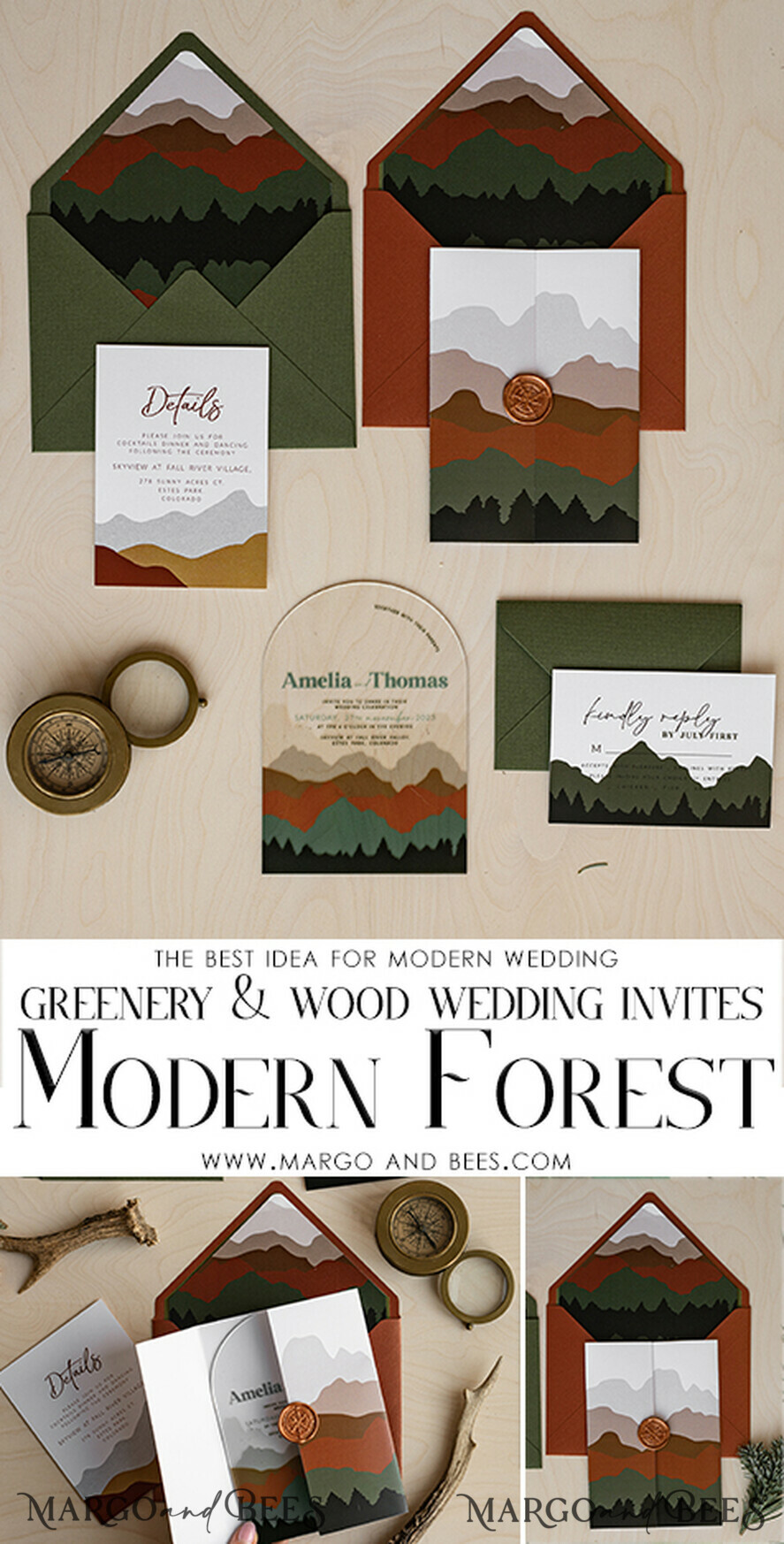 HOCHZEITS EINLADUNGEN Wald / Berge / Waldlandschaft Thema Bergmodernes Bogen-Acryl-Hochzeitseinladung-Set, moderne Arizona-Hochzeitseinladungen, klare Plexiglassuite-Hochzeitskarten, terrakotta Hochzeitseinladungen, Hochzeits-Einladungsset mit Bergen, salbeigrüne Hochzeitseinladung aus Plexiglas.