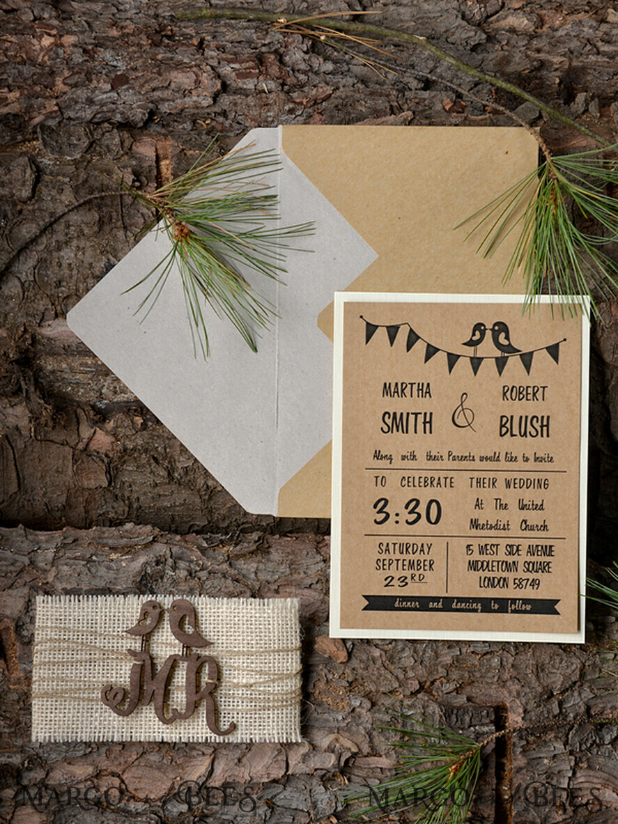 HOCHZEITS EINLADUNGEN Wald / Berge / Waldlandschaft Thema rustikale Holzbriefpapier