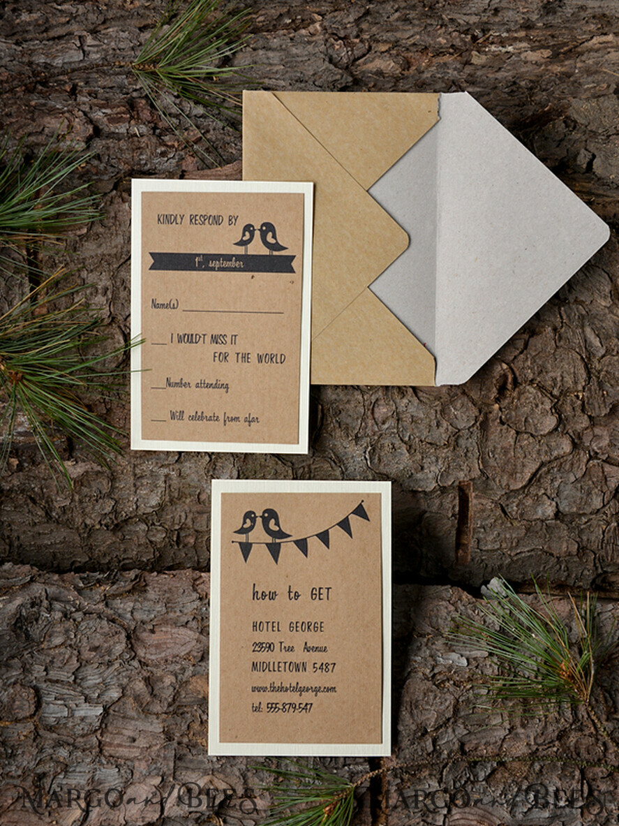 HOCHZEITS EINLADUNGEN Wald / Berge / Waldlandschaft Thema rustikale Holzbriefpapier