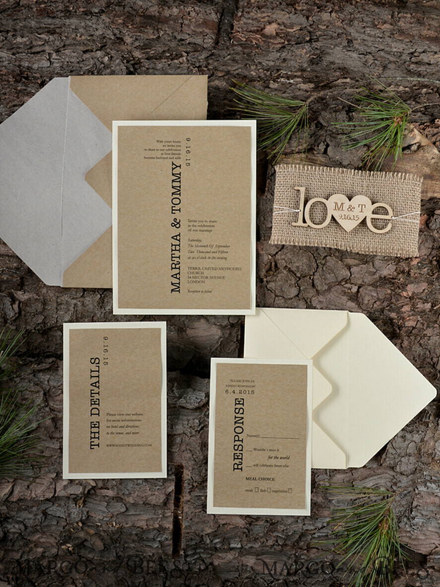 HOCHZEITS EINLADUNGEN Wald / Berge / Waldlandschaft Thema rustikale Holzbriefpapier