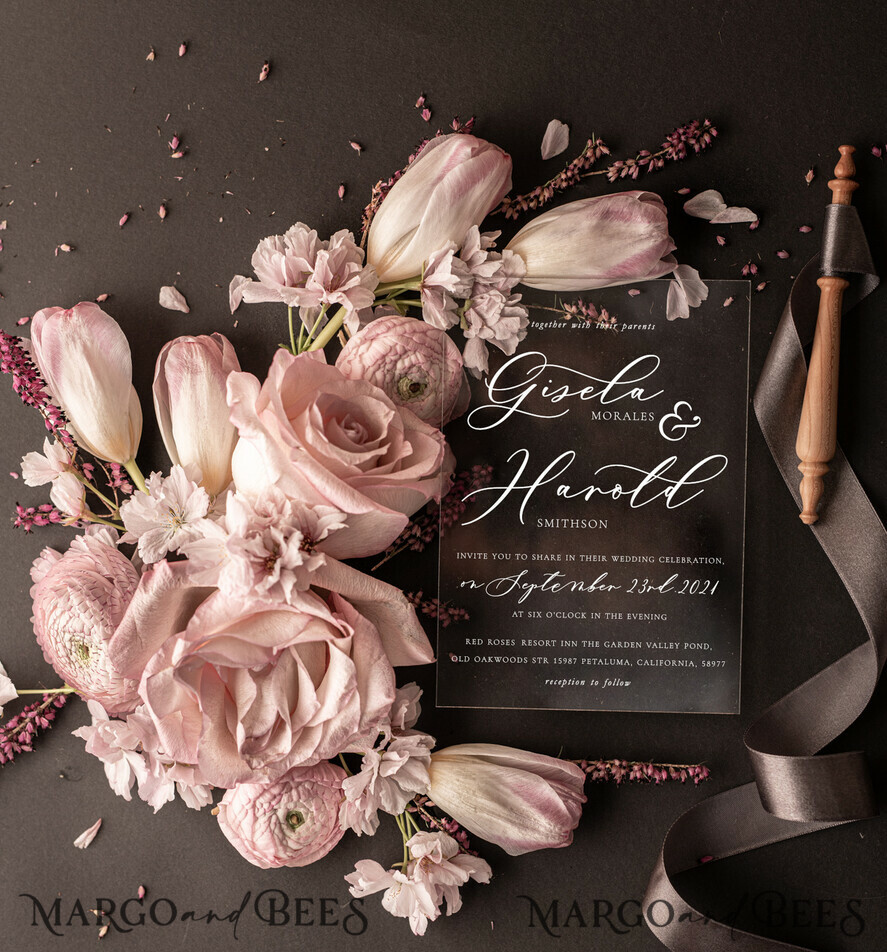 HOCHZEITS EINLADUNGEN Elegante Einladungen Klassische Karten Romantische Blush Pink Box Hochzeitseinladungen Suite, Elegante erschwingliche Hochzeitseinladungen, Luxus Acryl Plexi Hochzeitseinladungen, Glamour Vellum Hochzeitseinladungen
