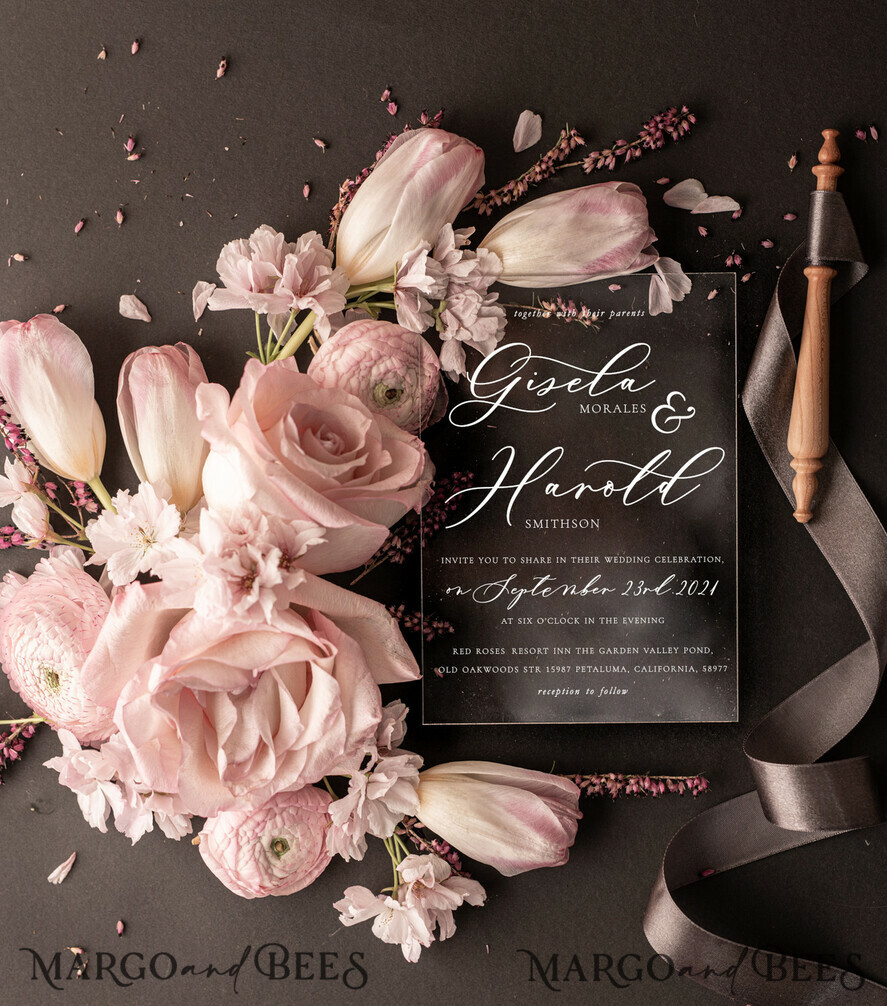 HOCHZEITS EINLADUNGEN Elegante Einladungen Klassische Karten Romantische Blush Pink Box Hochzeitseinladungen Suite, Elegante erschwingliche Hochzeitseinladungen, Luxus Acryl Plexi Hochzeitseinladungen, Glamour Vellum Hochzeitseinladungen