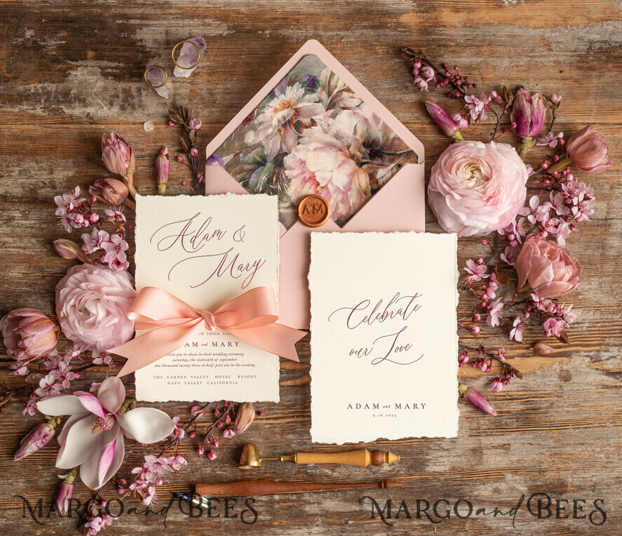 HOCHZEITS EINLADUNGEN Elegante Einladungen Klassische Karten Maßgeschneiderte pinke Hochzeitseinladungen, elegante Fine-Art-Hochzeitseinladungen, Vintage-Blush-Pink-Einladungsset, minimalistische Hochzeitsstationery.