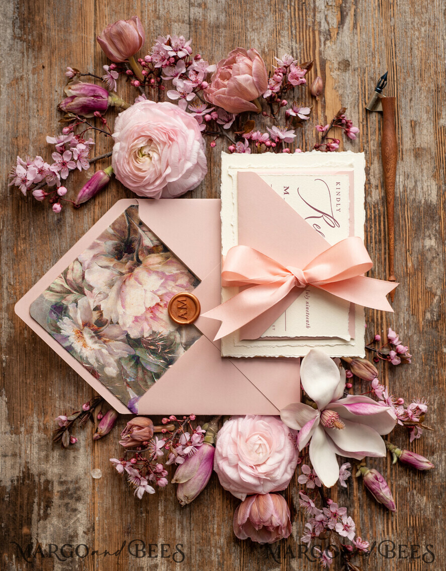 HOCHZEITS EINLADUNGEN Elegante Einladungen Klassische Karten Maßgeschneiderte pinke Hochzeitseinladungen, elegante Fine-Art-Hochzeitseinladungen, Vintage-Blush-Pink-Einladungsset, minimalistische Hochzeitsstationery.