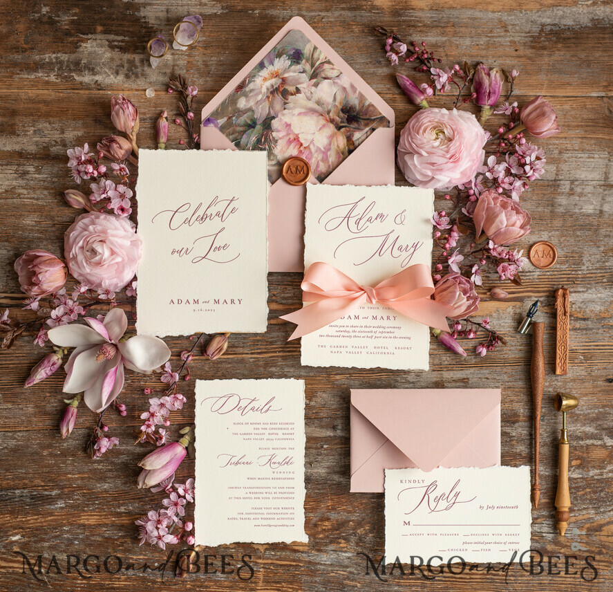 HOCHZEITS EINLADUNGEN Elegante Einladungen Klassische Karten Maßgeschneiderte pinke Hochzeitseinladungen, elegante Fine-Art-Hochzeitseinladungen, Vintage-Blush-Pink-Einladungsset, minimalistische Hochzeitsstationery.