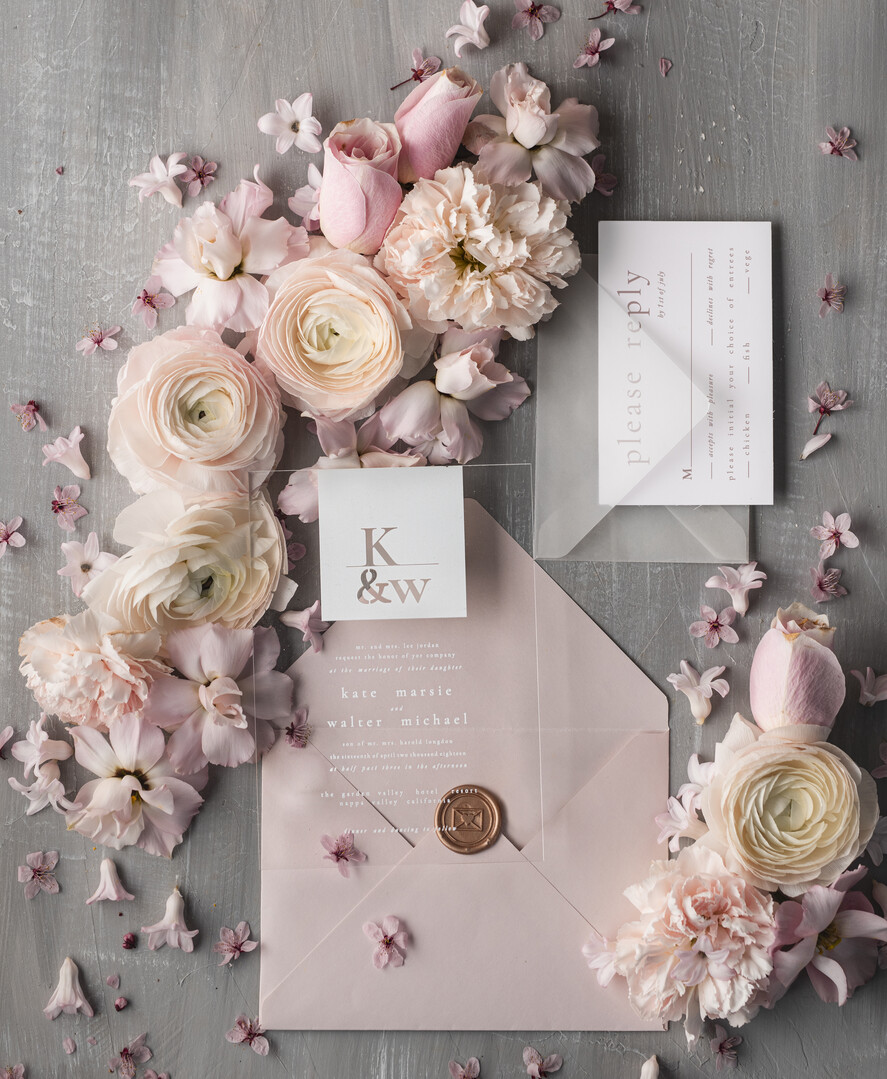 HOCHZEITS EINLADUNGEN Elegante Einladungen Klassische Karten Stylische Blush-Pink-Acryl-Hochzeitskarte, elegante Acryl-Hochzeitseinladungen • Klare moderne Hochzeitseinladungsreihe • Luxuriöse pinke Hochzeitskarten