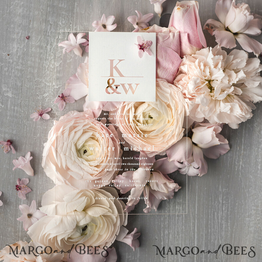 HOCHZEITS EINLADUNGEN Elegante Einladungen Klassische Karten Stylische Blush-Pink-Acryl-Hochzeitskarte, elegante Acryl-Hochzeitseinladungen • Klare moderne Hochzeitseinladungsreihe • Luxuriöse pinke Hochzeitskarten