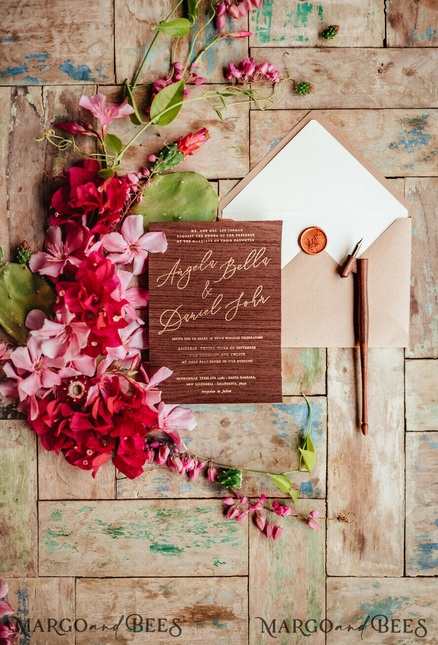 HOCHZEITS EINLADUNGEN Elegante Einladungen Klassische Karten Elegante Holzhochzeitskarten, minimalistische nude Hochzeitskarten, glamouröse goldene Hochzeitskarten, handgemachte Hochzeitspapeterie.