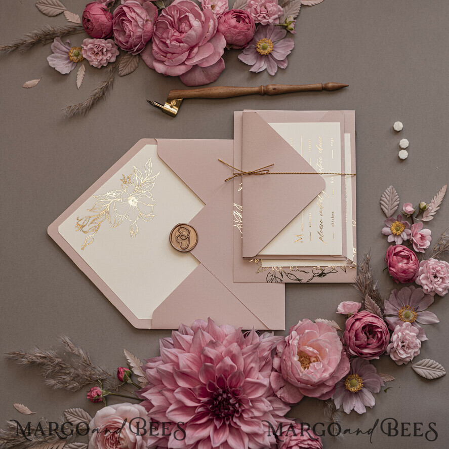 HOCHZEITS EINLADUNGEN Gold / Roségold / Silber / Glitzer Goldschimmer Hochzeiteinladungen, Blush Pink Glitter Hochzeitskarten, Glamour Goldene Hochzeitsinvitation Suite, Romantische erschwingliche Hochzeitsstationery