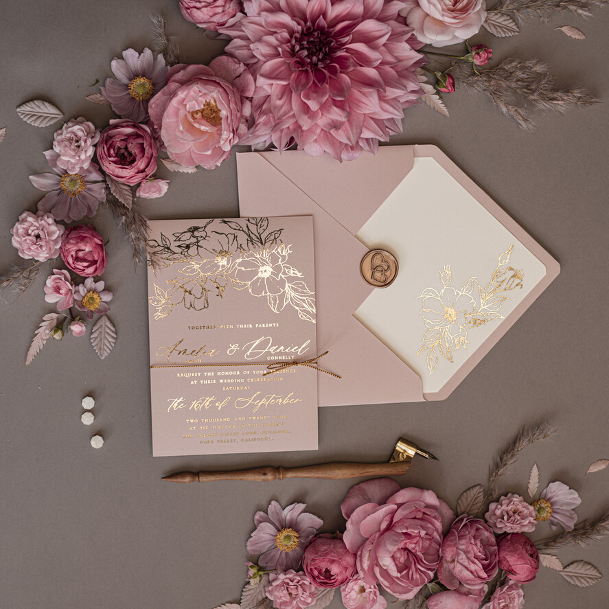 HOCHZEITS EINLADUNGEN Gold / Roségold / Silber / Glitzer Goldschimmer Hochzeiteinladungen, Blush Pink Glitter Hochzeitskarten, Glamour Goldene Hochzeitsinvitation Suite, Romantische erschwingliche Hochzeitsstationery