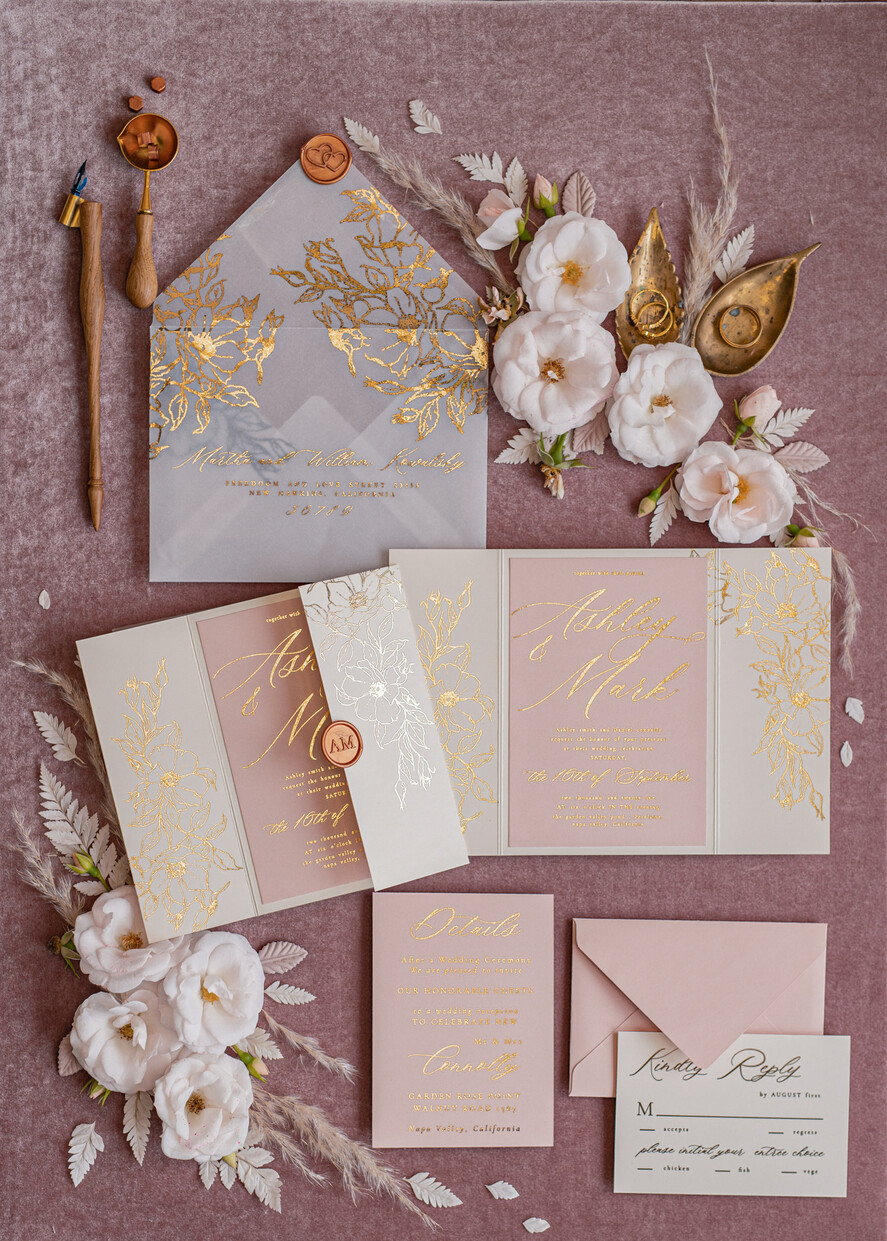 HOCHZEITS EINLADUNGEN Gold / Roségold / Silber / Glitzer Maßgeschneiderte Hochzeits-Einladungskarten, Glamour Hochzeitskarten • Glitzernde Hochzeits-Einladungssuite • Luxushochzeitskarten