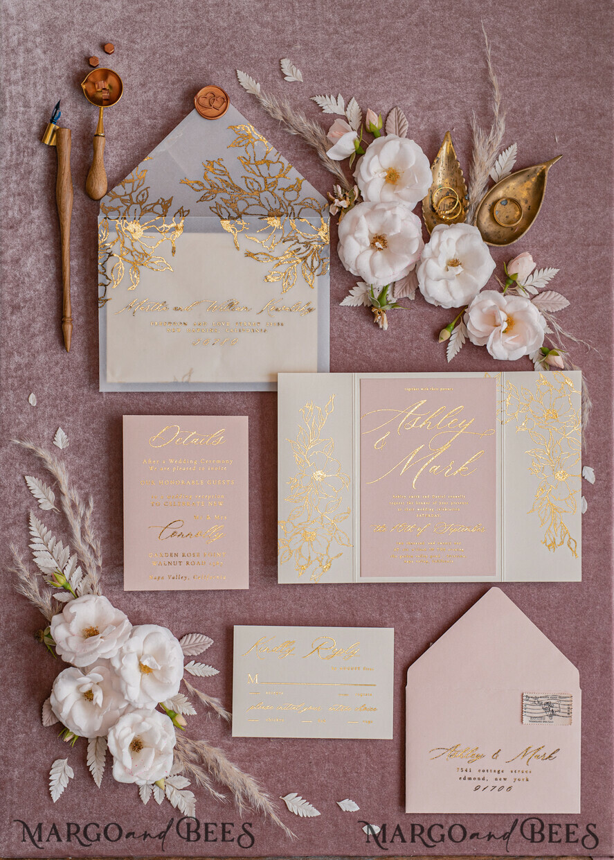HOCHZEITS EINLADUNGEN Gold / Roségold / Silber / Glitzer Maßgeschneiderte Hochzeits-Einladungskarten, Glamour Hochzeitskarten • Glitzernde Hochzeits-Einladungssuite • Luxushochzeitskarten