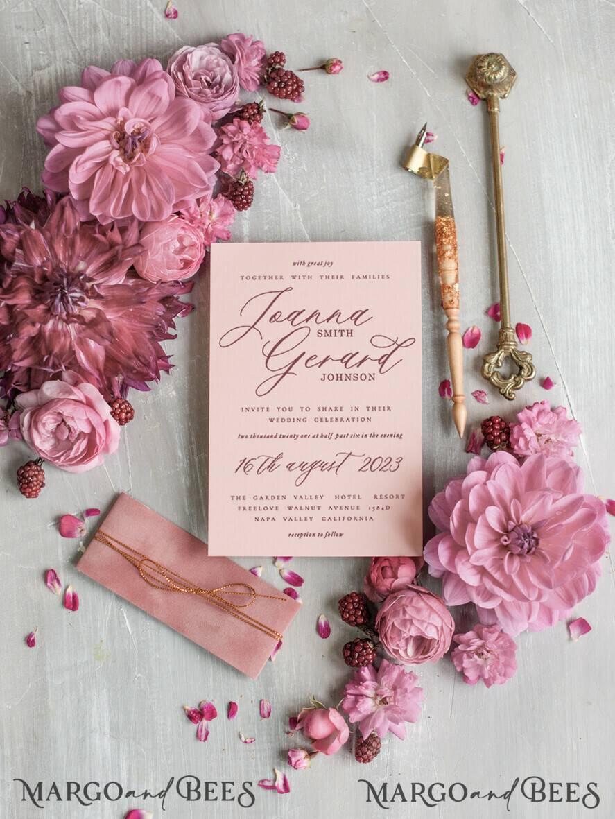 HOCHZEITS EINLADUNGEN Gold / Roségold / Silber / Glitzer Maßgeschneiderte Samt-Hochzeitseinladungset, Blush Pink Glamour Hochzeitskarten, Luxus Goldene Hochzeitseinladungen, Romantische Hochzeitspapeterie
