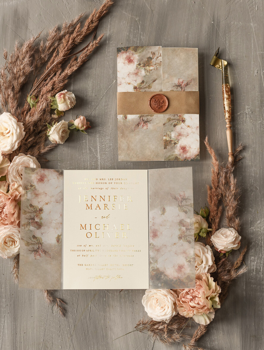 HOCHZEITS EINLADUNGEN Gold / Roségold / Silber / Glitzer Elegante gold-beige nude Hochzeitskarten Luxus goldene Hochzeitsinvitation Suite, Boho Chic goldene Hochzeitskarten Wachssiegel Luxus Set