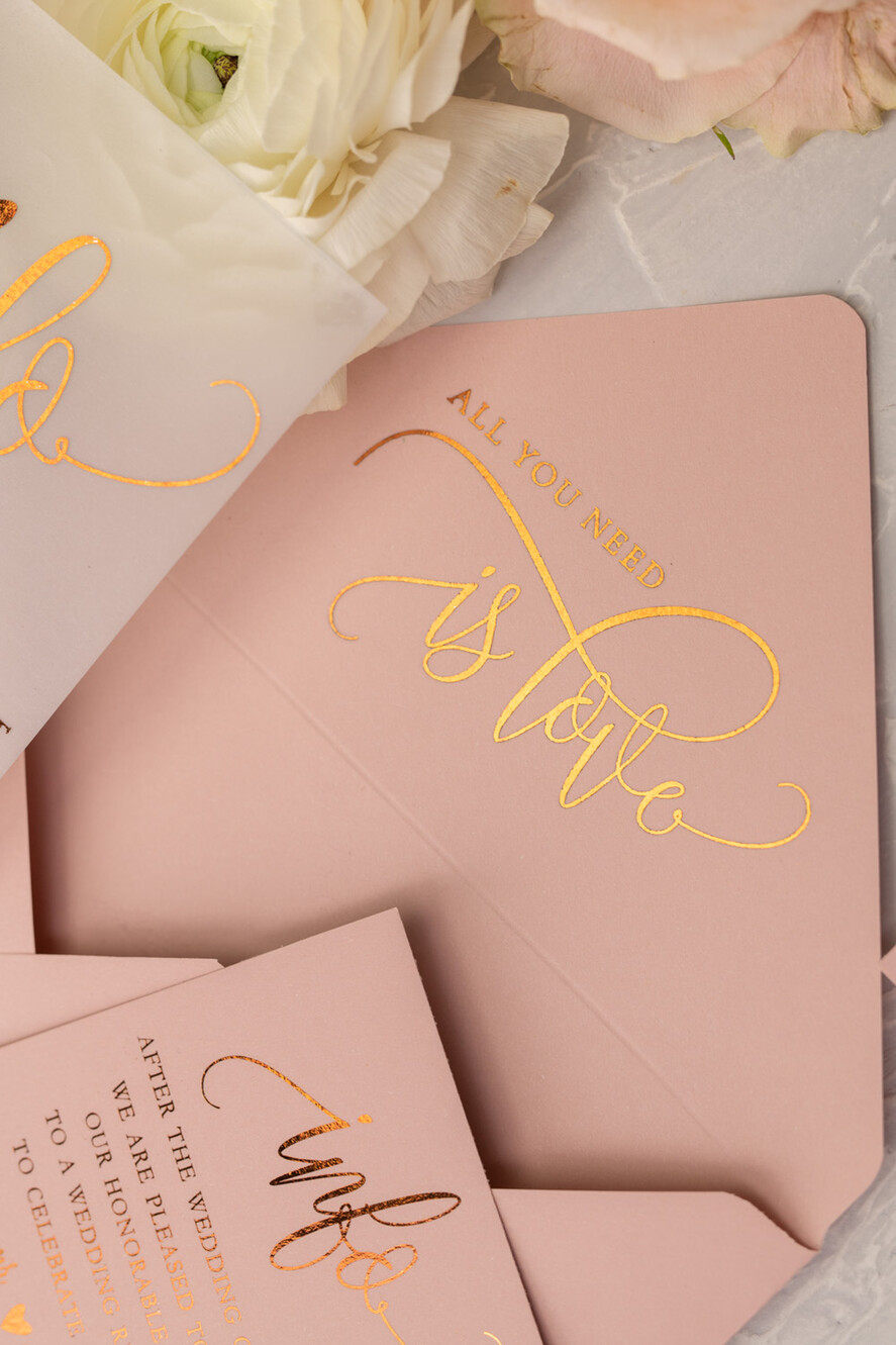 HOCHZEITS EINLADUNGEN Gold / Roségold / Silber / Glitzer Glamour Vellum Hochzeitskarten, Goldener Glanz Hochzeitskarten, Romantische Blush-Pink Hochzeitsstationery, Elegante Goldfolie Hochzeits-Einladungen