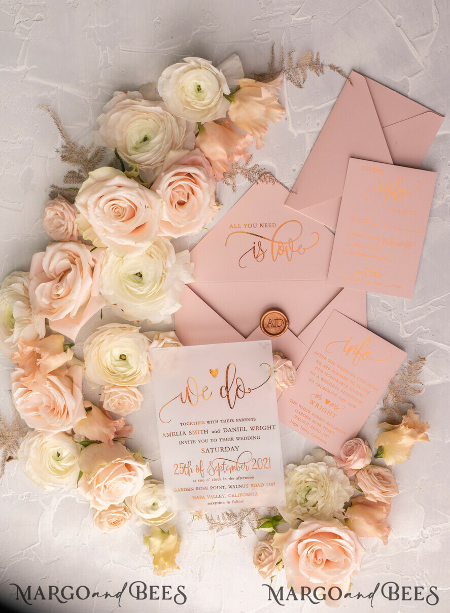 HOCHZEITS EINLADUNGEN Gold / Roségold / Silber / Glitzer Glamour Vellum Hochzeitskarten, Goldener Glanz Hochzeitskarten, Romantische Blush-Pink Hochzeitsstationery, Elegante Goldfolie Hochzeits-Einladungen