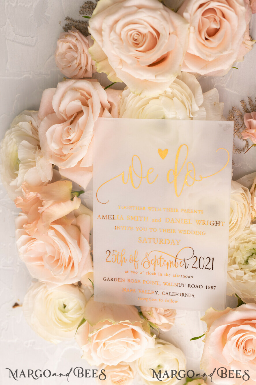 HOCHZEITS EINLADUNGEN Gold / Roségold / Silber / Glitzer Glamour Vellum Hochzeitskarten, Goldener Glanz Hochzeitskarten, Romantische Blush-Pink Hochzeitsstationery, Elegante Goldfolie Hochzeits-Einladungen