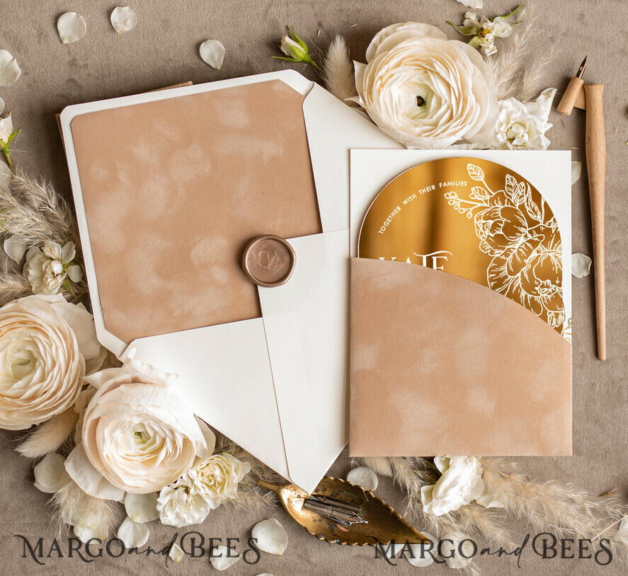HOCHZEITS EINLADUNGEN Gold / Roségold / Silber / Glitzer Arch Gold Acryl Hochzeits Einladung, Luxus Pocket Nude Hochzeits Einladungen, Glamour Hochzeits Einladung Suite