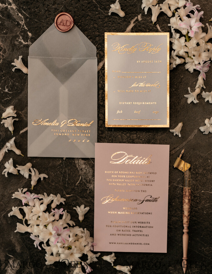 HOCHZEITS EINLADUNGEN Gold / Roségold / Silber / Glitzer Luxus Gold Marmor Hochzeitskarten, Glamour goldener Glanz Hochzeitseinladungen, romantische blush rosa Hochzeitskarten, elegante goldfolierte Hochzeits Einladungssuite