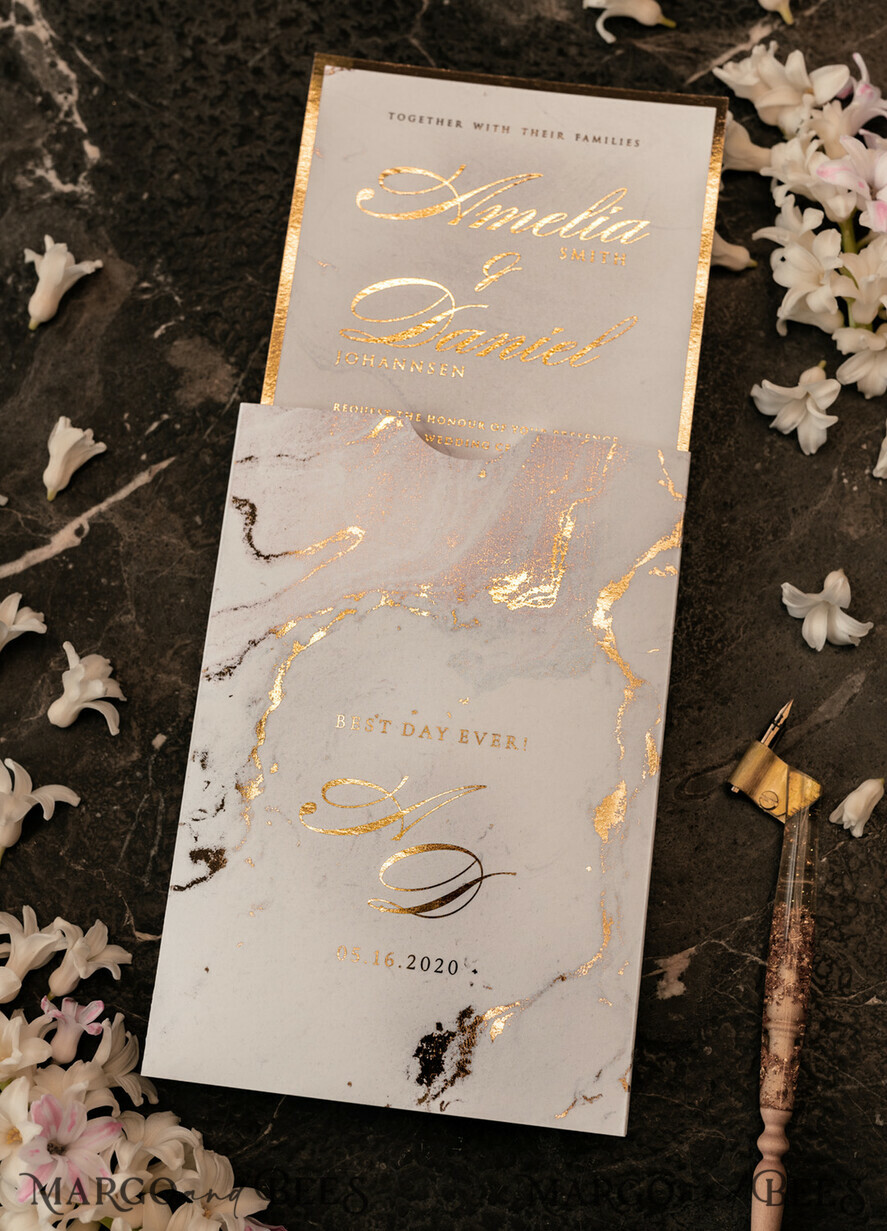 HOCHZEITS EINLADUNGEN Gold / Roségold / Silber / Glitzer Luxus Gold Marmor Hochzeitskarten, Glamour goldener Glanz Hochzeitseinladungen, romantische blush rosa Hochzeitskarten, elegante goldfolierte Hochzeits Einladungssuite