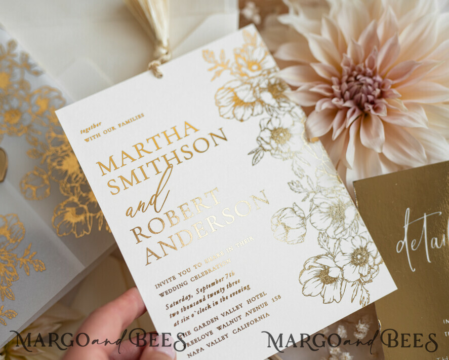 HOCHZEITS EINLADUNGEN Gold / Roségold / Silber / Glitzer Vllum Hochzeitskarten-Set, Boho Glam Hochzeitskarten, Golden Shine Hochzeitseinladungen, Elegante Goldene Hochzeitskarten