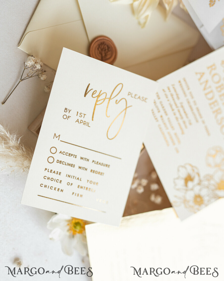 HOCHZEITS EINLADUNGEN Gold / Roségold / Silber / Glitzer Vllum Hochzeitskarten-Set, Boho Glam Hochzeitskarten, Golden Shine Hochzeitseinladungen, Elegante Goldene Hochzeitskarten