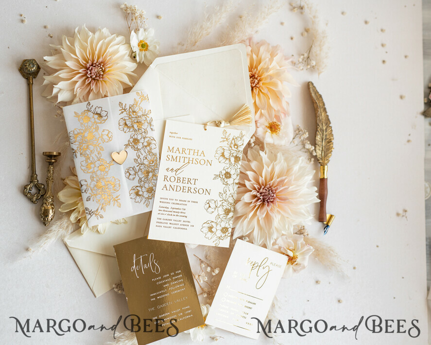 HOCHZEITS EINLADUNGEN Gold / Roségold / Silber / Glitzer Vllum Hochzeitskarten-Set, Boho Glam Hochzeitskarten, Golden Shine Hochzeitseinladungen, Elegante Goldene Hochzeitskarten