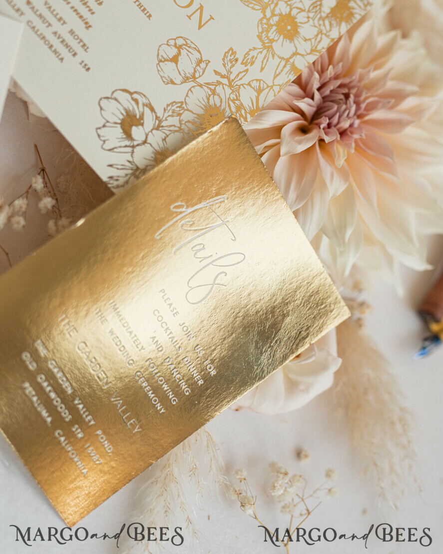 HOCHZEITS EINLADUNGEN Gold / Roségold / Silber / Glitzer Vllum Hochzeitskarten-Set, Boho Glam Hochzeitskarten, Golden Shine Hochzeitseinladungen, Elegante Goldene Hochzeitskarten