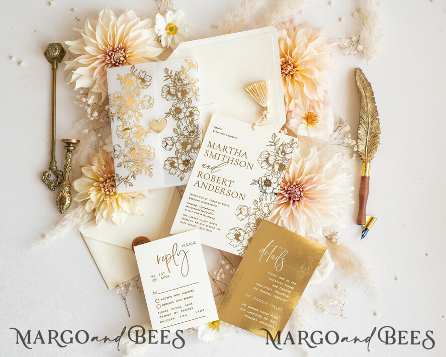 HOCHZEITS EINLADUNGEN Gold / Roségold / Silber / Glitzer Vllum Hochzeitskarten-Set, Boho Glam Hochzeitskarten, Golden Shine Hochzeitseinladungen, Elegante Goldene Hochzeitskarten