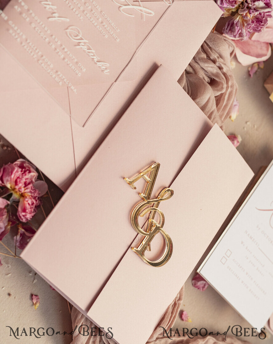 HOCHZEITS EINLADUNGEN Gold / Roségold / Silber / Glitzer Luxus-Spiegelgold-Hochzeitseinladungen, elegante Blush-Pink-Hochzeitskarten, glamouröse Acryl-Hochzeitseinladungen, klare Plexi-Hochzeitseinladungssuite.