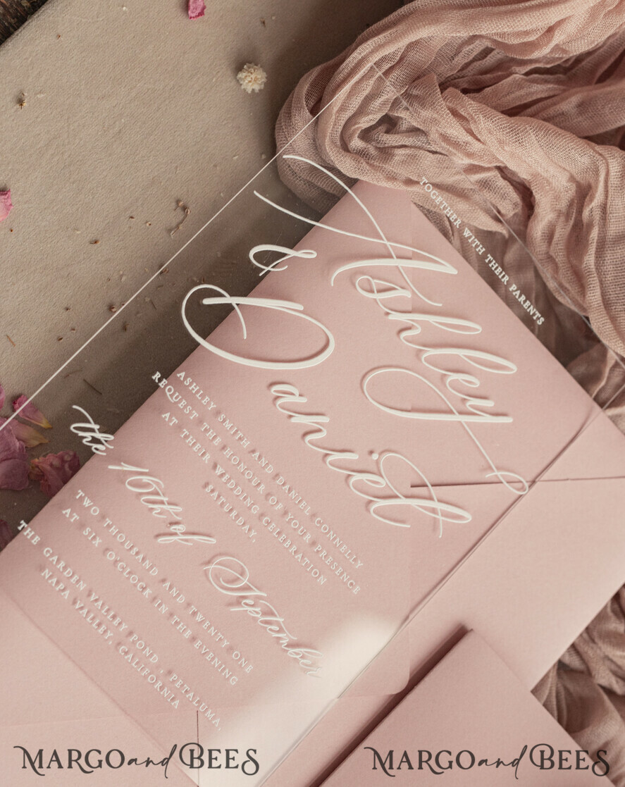 HOCHZEITS EINLADUNGEN Gold / Roségold / Silber / Glitzer Luxus-Spiegelgold-Hochzeitseinladungen, elegante Blush-Pink-Hochzeitskarten, glamouröse Acryl-Hochzeitseinladungen, klare Plexi-Hochzeitseinladungssuite.