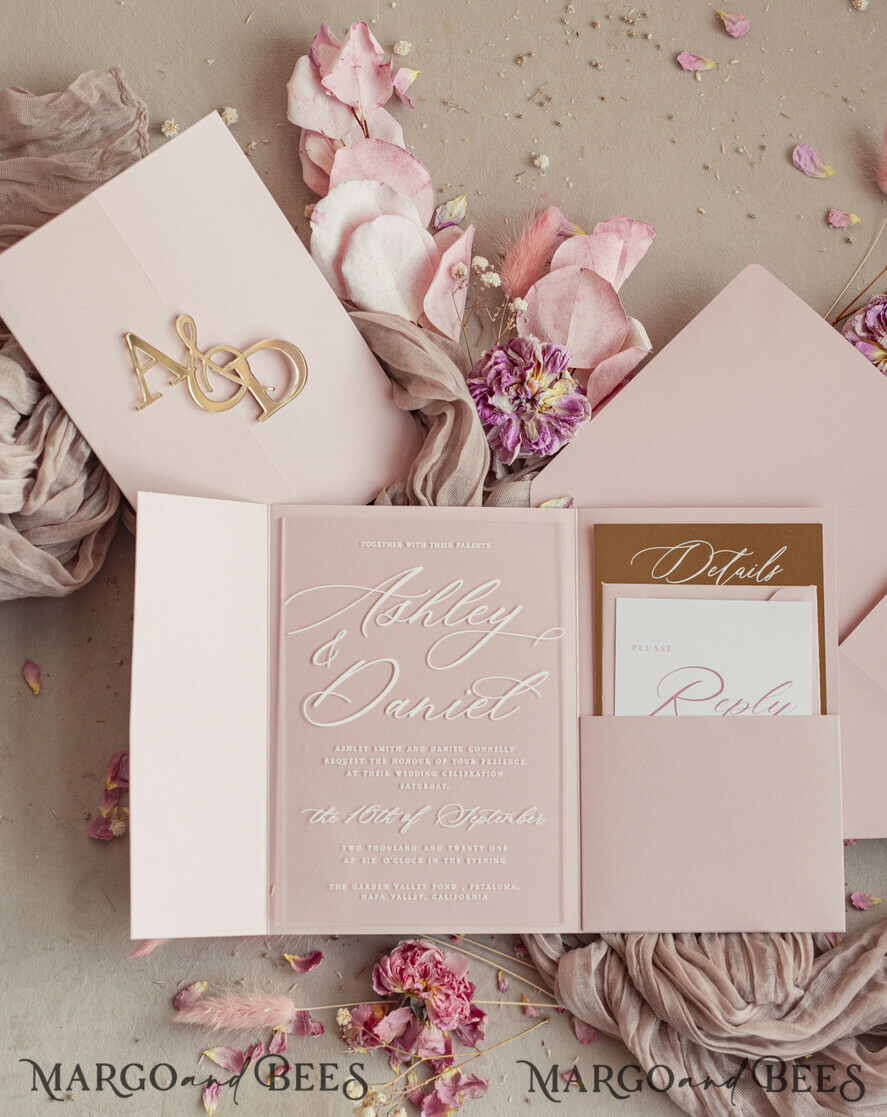 HOCHZEITS EINLADUNGEN Gold / Roségold / Silber / Glitzer Luxus-Spiegelgold-Hochzeitseinladungen, elegante Blush-Pink-Hochzeitskarten, glamouröse Acryl-Hochzeitseinladungen, klare Plexi-Hochzeitseinladungssuite.