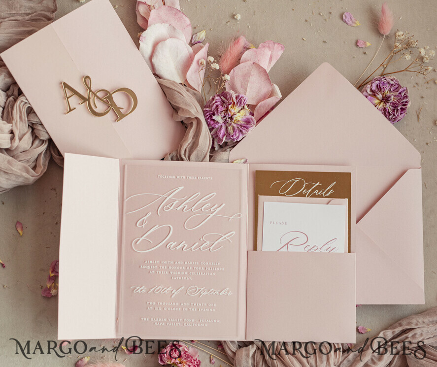 HOCHZEITS EINLADUNGEN Gold / Roségold / Silber / Glitzer Luxus-Spiegelgold-Hochzeitseinladungen, elegante Blush-Pink-Hochzeitskarten, glamouröse Acryl-Hochzeitseinladungen, klare Plexi-Hochzeitseinladungssuite.