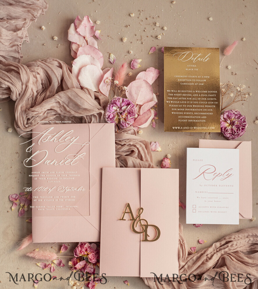 HOCHZEITS EINLADUNGEN Gold / Roségold / Silber / Glitzer Luxus-Spiegelgold-Hochzeitseinladungen, elegante Blush-Pink-Hochzeitskarten, glamouröse Acryl-Hochzeitseinladungen, klare Plexi-Hochzeitseinladungssuite.