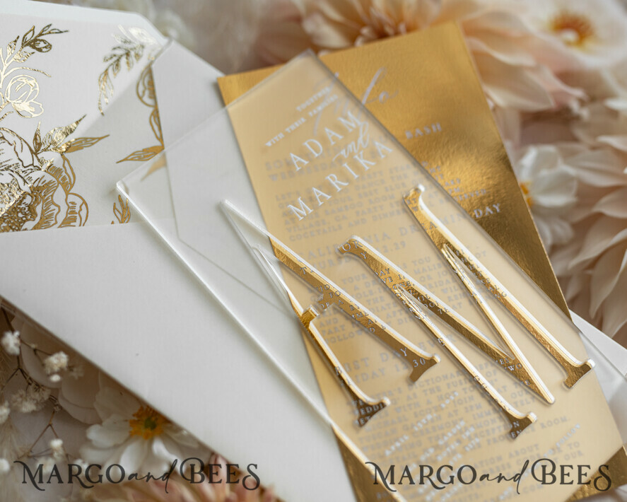 HOCHZEITS EINLADUNGEN Gold / Roségold / Silber / Glitzer Acryl Gefrorene Hochzeits Einladungssuite, Boho Glam Hochzeitskarten, Goldener Glanz Hochzeits Einladungen, Elegante Gold Hochzeitskarten