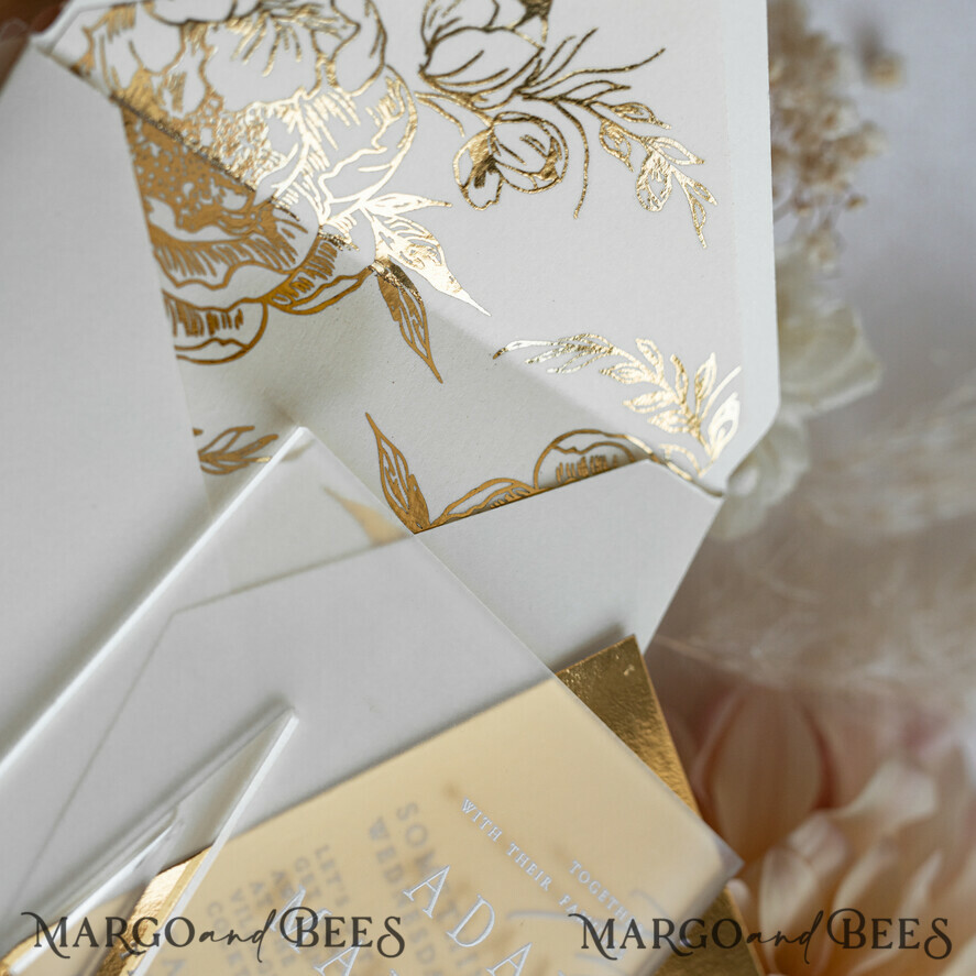 HOCHZEITS EINLADUNGEN Gold / Roségold / Silber / Glitzer Acryl Gefrorene Hochzeits Einladungssuite, Boho Glam Hochzeitskarten, Goldener Glanz Hochzeits Einladungen, Elegante Gold Hochzeitskarten